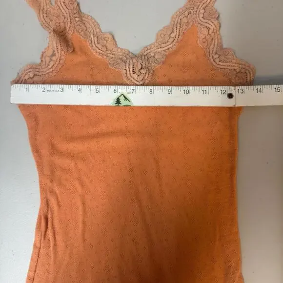 Polo Jeans Company Women's M Vintage Y2K Orange Lace Trim‎ Tank Camisole Rare - Picture 3 of 5